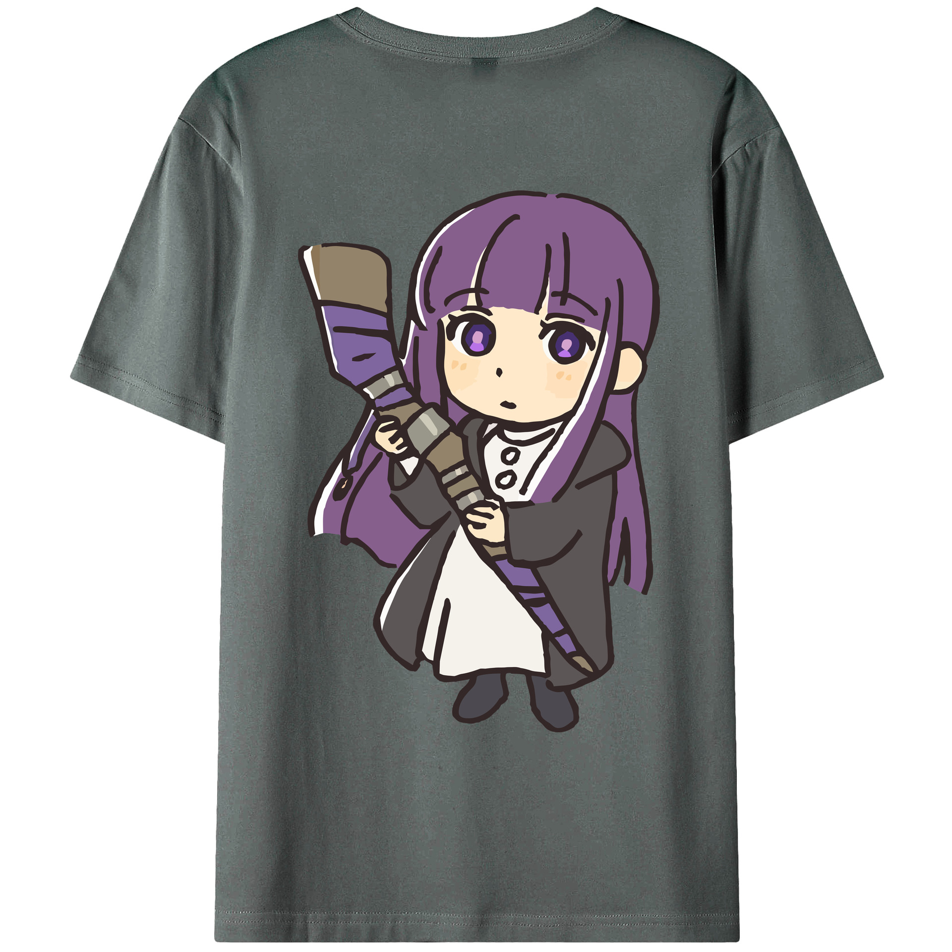 （画像用） 葬送のフリーレン Frieren 綿100％ メンズ半袖Tシャツ（バックプリント） 通気性